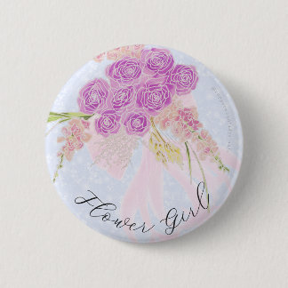 In der Blaa-Rosa Schleifen Bouquet Blumenmädchen Button