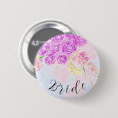 In der Blue-Pink Sheer Bow und Bouquet-Brides Button (Vorne & Hinten)