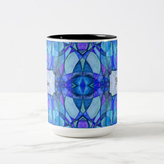 in der Blues Abstrakt, Personalisiert Zweifarbige Tasse (Mittel)