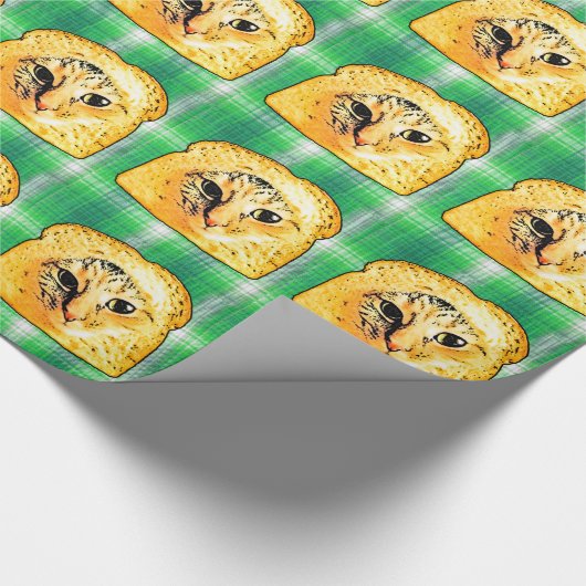 In der Brot-Katze grünen Sie kariertes Geschenkpapier (Ecke)