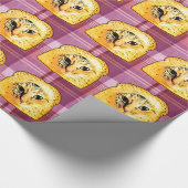 In der Brot-Katze lila kariertes Geschenkpapier (Ecke)