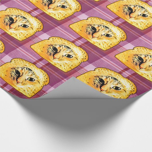 In der Brot-Katze lila kariertes Geschenkpapier (Ecke)