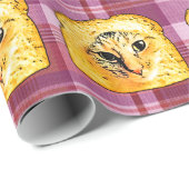 In der Brot-Katze lila kariertes Geschenkpapier (Rolleneckpunkt)