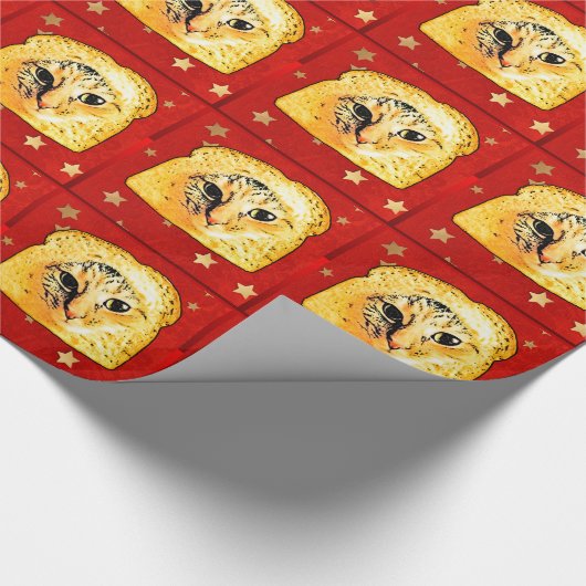 In der Brot-Katze Rot-Sterne Geschenkpapier (Ecke)