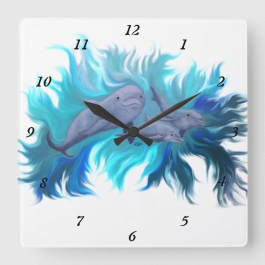 In der Dolphin-Schule Quadratische Wanduhr (Vorderseite)