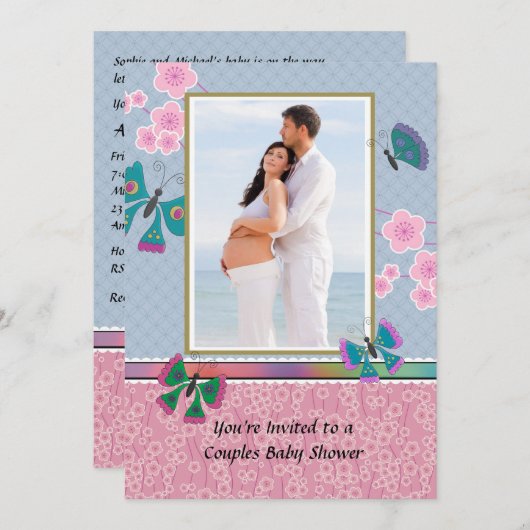 In der Garten-Foto-Baby-Duschen-Einladung Einladung (Vorne/Hinten)