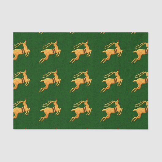 In der grünen und goldenen Rentiermaschine aufzieh Seidenpapier (Vorderseite)