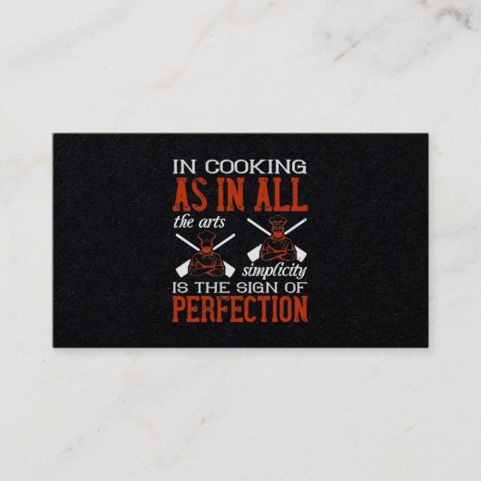 In der Kochen ist Einfachheit das Zeichen der Perf Visitenkarte (Vorderseite)