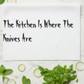 In der Küche sind die Messer Küchentücher (Gefaltet)