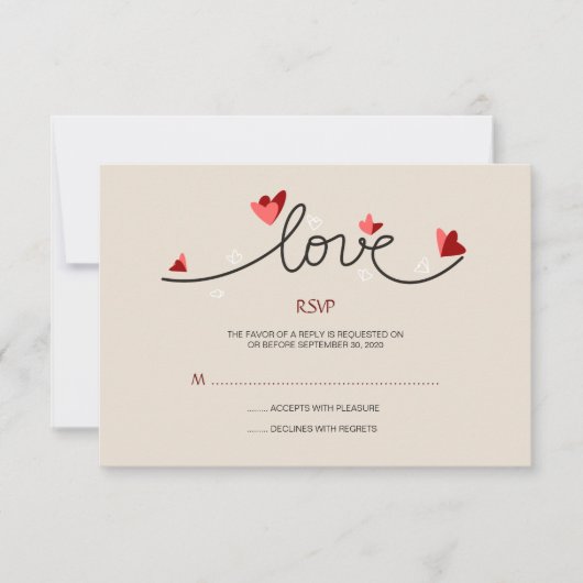 In der Liebe einfache, elegante Texthochzeit RSVP Karte (Vorderseite)