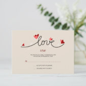 In der Liebe einfache, elegante Texthochzeit RSVP Karte (Stehend Vorderseite)