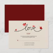 In der Liebe einfache, elegante Texthochzeit RSVP Karte (Vorne/Hinten)