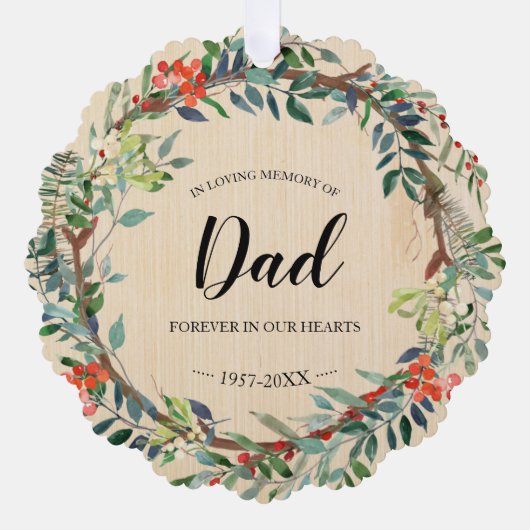 In der Liebe Erinnerung an Vater rustikale Kranken Ornament Karte (Vorderseite)