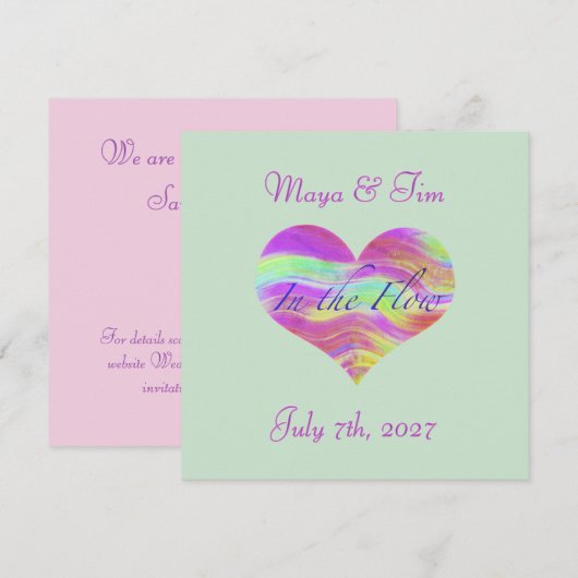 In der Liebe fließt Pink Grüne Herz Save The Date (Vorne/Hinten)