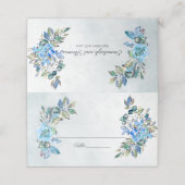 In der Liebe Watercolor Blue Floral Wedding Platzkarte (Außenseite Aufgefaltet)