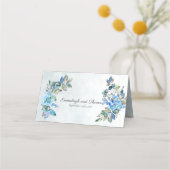 In der Liebe Watercolor Blue Floral Wedding Platzkarte (Rückseite)