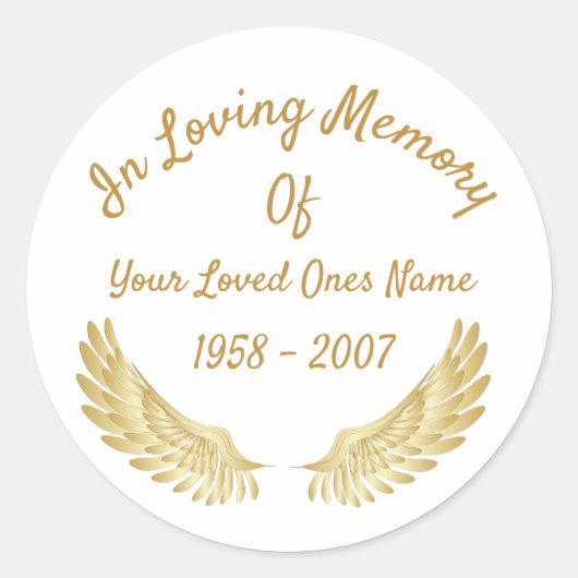 In der Liebe zum Gedächtnis der goldenen Engel Flü Runder Aufkleber (Vorderseite)