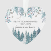 In der liebenden Erinnerung Winterwald Herzform Ornament (Rückseite)