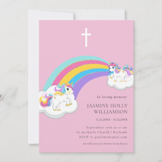 in der liebenswerten Erinnerung rosa Regenbogen Ki Einladung (Vorderseite)