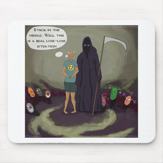 In der Mitte W/Grim Sensenmann Funny gefangen Mousepad (Vorne)