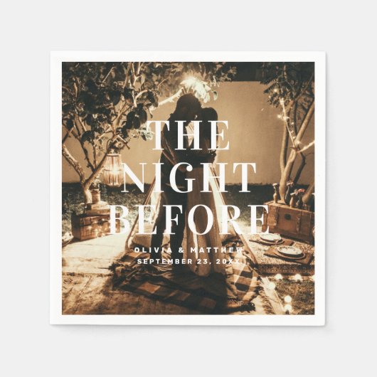 In der Nacht zuvor. Elegante minimalistische Hochz Serviette (Vorderseite)
