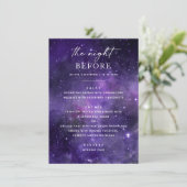 In der Nacht zuvor. Weltraum Hochzeitsessen Probe Menükarte (Stehend Vorderseite)