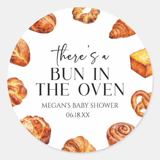 In der Ovenbrotdusche ist ein Bun. Runder Aufkleber (Vorderseite)