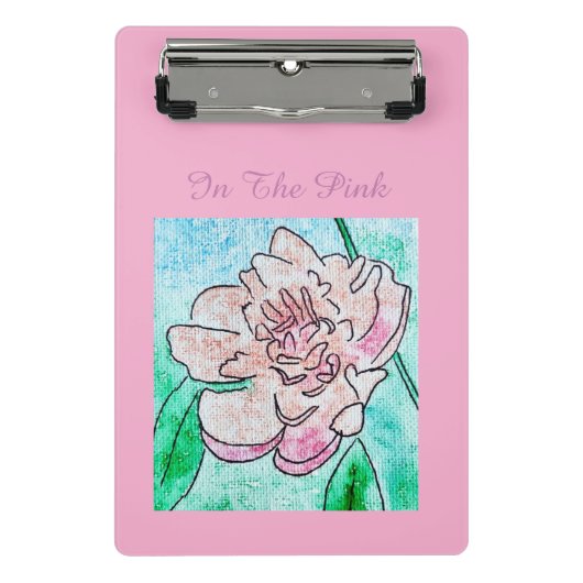 In der rosa Pfingstrose Mini Klemmbrett (Vorderseite)