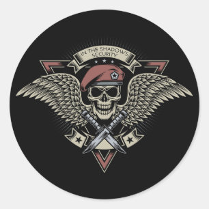 In der Shadows Security-Logo-Aufkleber Runder Aufkleber