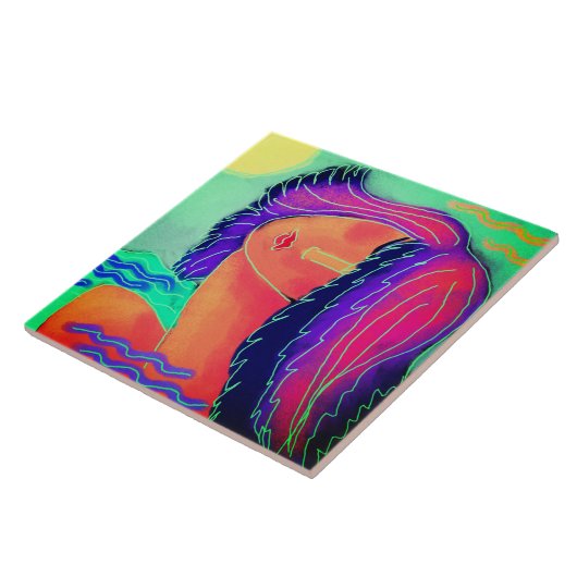 In der Sonne Abstraktes Portrait einer Frau Fliese (Seite)