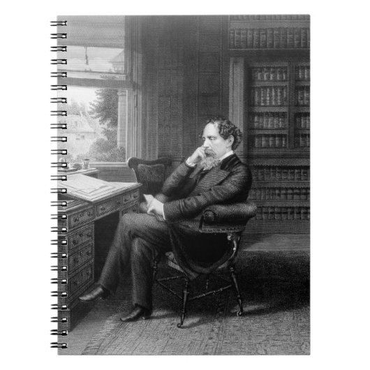 In der Studie von Charles Dickens Notizblock (Vorderseite)