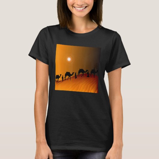 In der Wüste mit Kamelen T-Shirt (Vorderseite)
