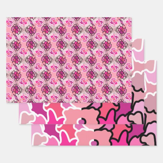 In die geometrische Form des rosa Mitteljahrs Geschenkpapier Set (Set)
