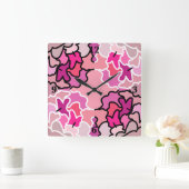 In die geometrische Form des rosa Mitteljahrs Quadratische Wanduhr (Zuhause)