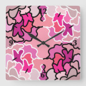 In die geometrische Form des rosa Mitteljahrs Quadratische Wanduhr (Vorderseite)