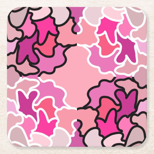 In die geometrische Form des rosa Mitteljahrs Rechteckiger Pappuntersetzer (Vorderseite)