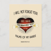 In die Handflächen Gottes eingraviert, Schrift Postkarte (Vorderseite)