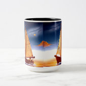 In die Stille segeln Zweifarbige Tasse (Mittel)