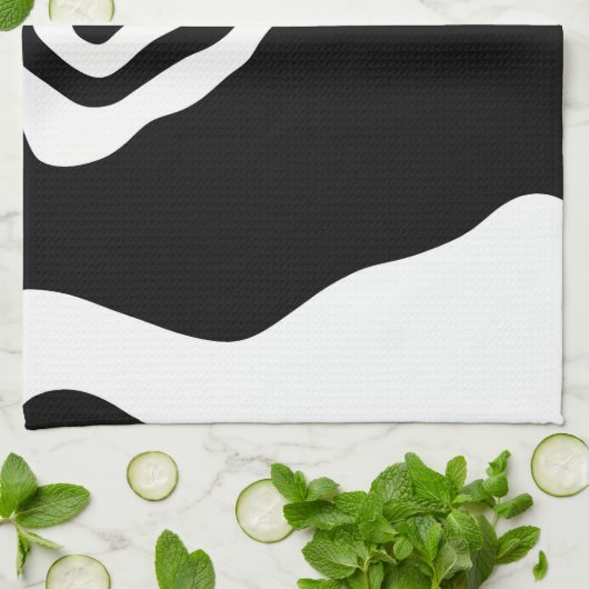 In die Tiefe: Abstrakt Schwarz und Weiß Geschirrtuch (Gefaltet)
