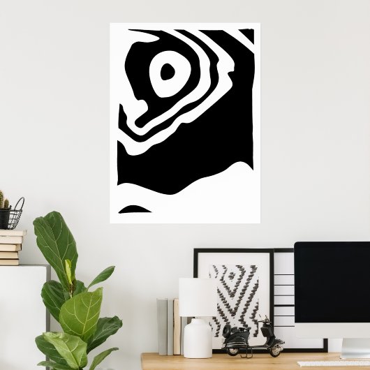 In die Tiefe: Abstrakt Schwarz und Weiß Poster (Heimbüro)