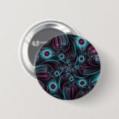 In die Tiefe Abstraktes Fraktal Blau rosa Kunst Button (Vorne & Hinten)