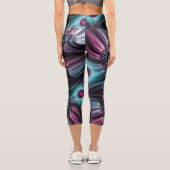 In die Tiefe Abstraktes Fraktal Blau rosa Kunst Capri Leggings (Rückseite)