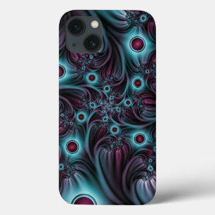 In die Tiefe Abstraktes Fraktal Blau rosa Kunst iPhone 13 Hülle