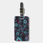 In die Tiefe Abstraktes Fraktal Blau rosa Kunst Gepäckanhänger (Vorderseite vertikal)