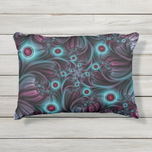 In die Tiefe Abstraktes Fraktal Blau rosa Kunst Kissen Für Draußen