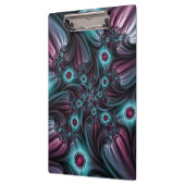 In die Tiefe Abstraktes Fraktal Blau rosa Kunst Klemmbrett (Links)