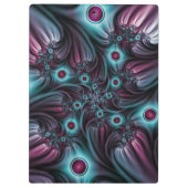 In die Tiefe Abstraktes Fraktal Blau rosa Kunst Klemmbrett (Rückseite)