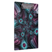 In die Tiefe Abstraktes Fraktal Blau rosa Kunst Klemmbrett (Rechts)