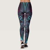 In die Tiefe Abstraktes Fraktal Blau rosa Kunst Leggings (Rückseite)