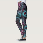 In die Tiefe Abstraktes Fraktal Blau rosa Kunst Leggings (Links)
